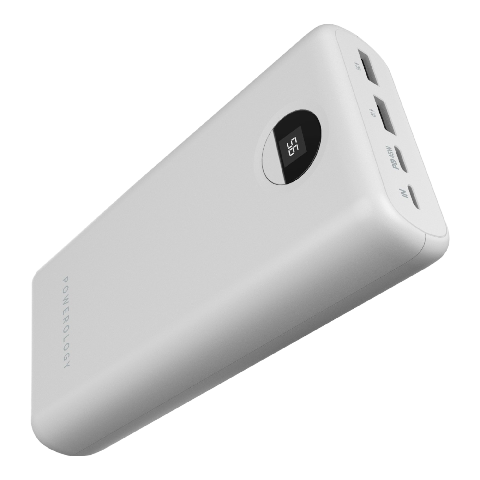 Powerology Quick Charge Power Bank 30000mAh PD 45W with Type-C to Type-C Cable White - alAsil